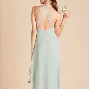 Full length open back chiffon bridesmaids/wedding dress! Sage green. NWT